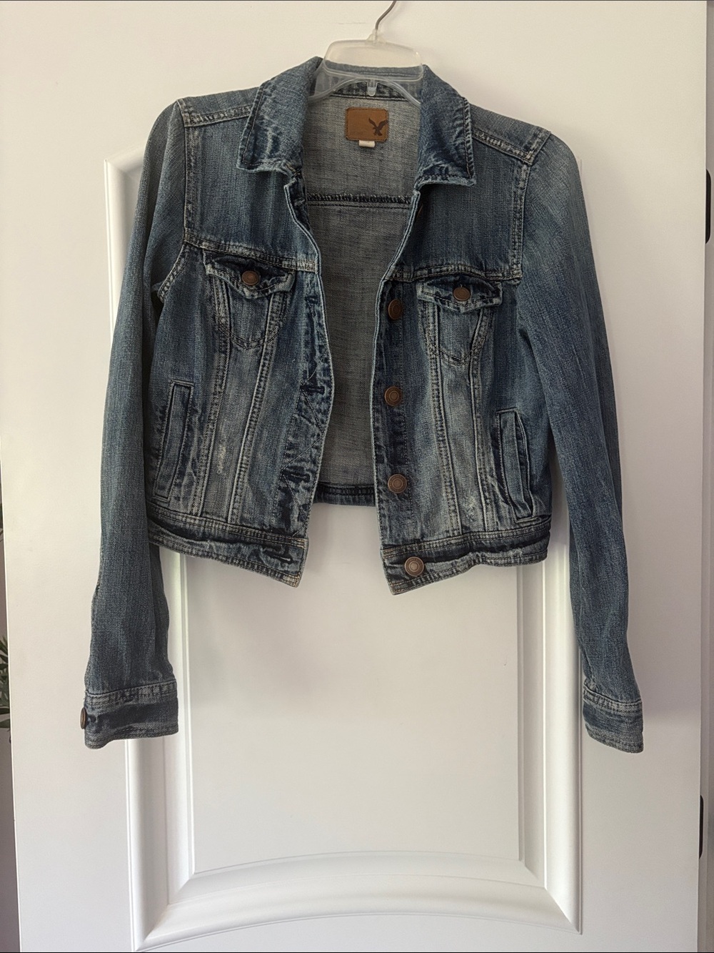 American Eagle Outfitters Washed Blue Denim Jacket
